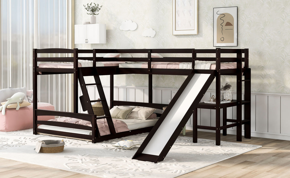 MyRoom Twin over Full Bunk Bed with Twin Size Loft Bed Slide