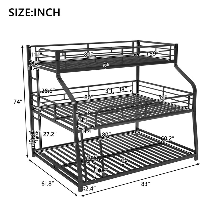 Simple Durable Bunk Bed with Long and Short Ladder and Guardrails