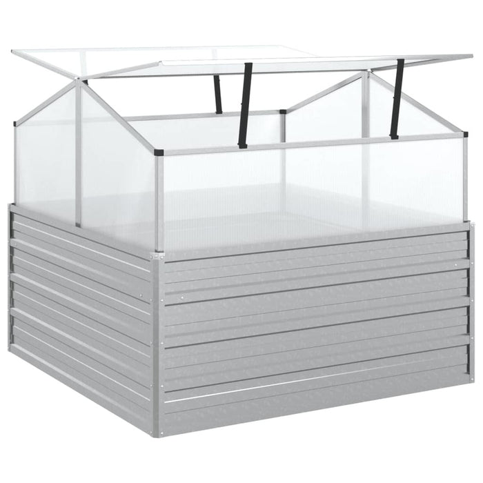Garden Raised Bed with Greenhouse 39.4"x39.4"x33.5" Silver