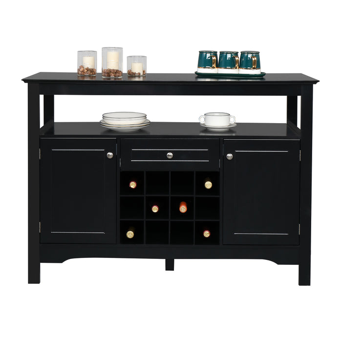 FCH Two Doors One Drawer With Wine Rack Sideboard Entrance Cabinet Black RT