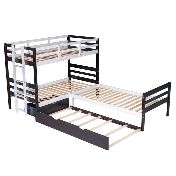 New Space Twin Size L-Shaped Bunk Bed and Platform Bed