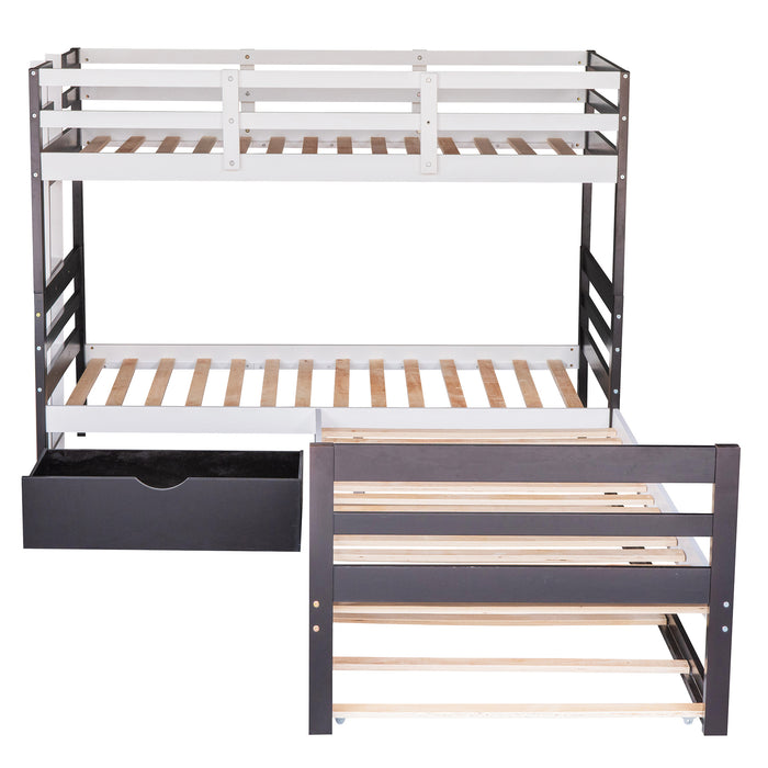 New Space Twin Size L-Shaped Bunk Bed and Platform Bed