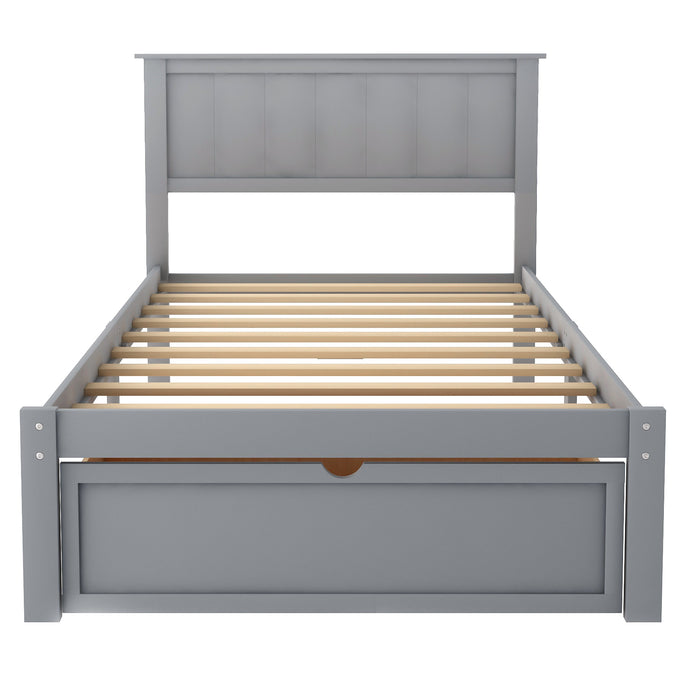 Twin Size Platform Bed with Under-bed Drawer, Gray RT
