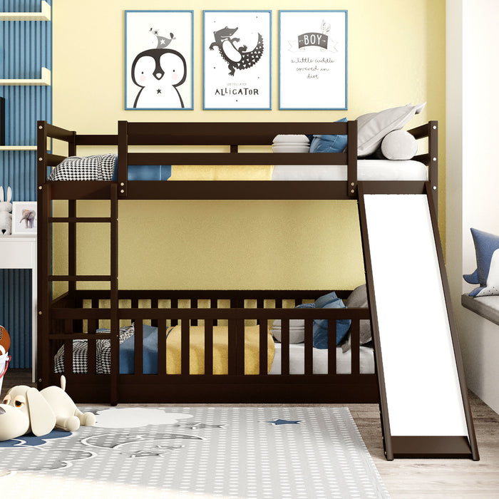 Twin Over Twin Bunk Bed with Slide and Ladder