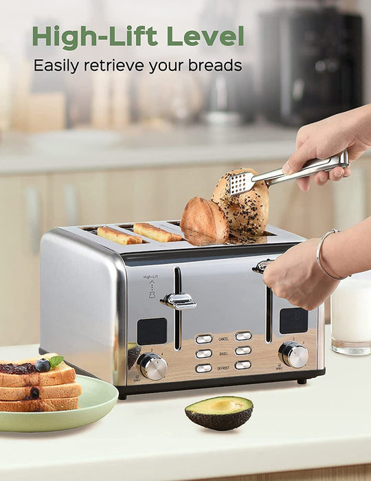 Toaster 4 Slice, Extra Wide Slots, 2 Independent Toasting Controls, Silver RT