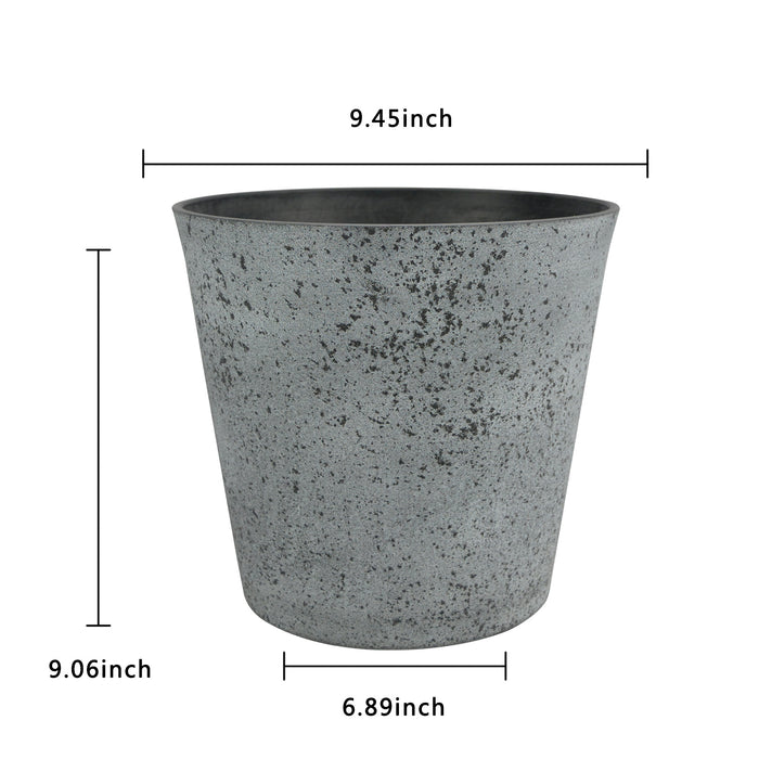 2 Pcs 10" Round Plant Pots with Drainage Holes, Cement Gray