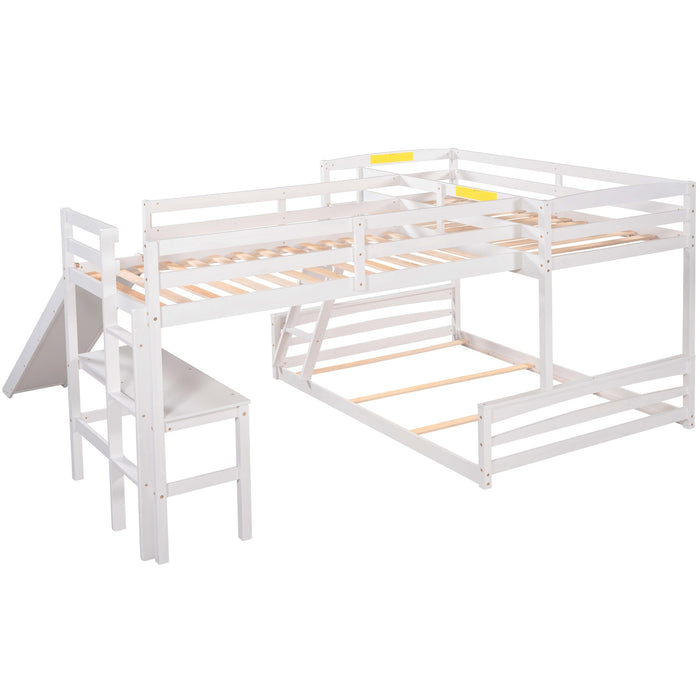 MyRoom Twin over Full Bunk Bed with Twin Size Loft Bed Slide
