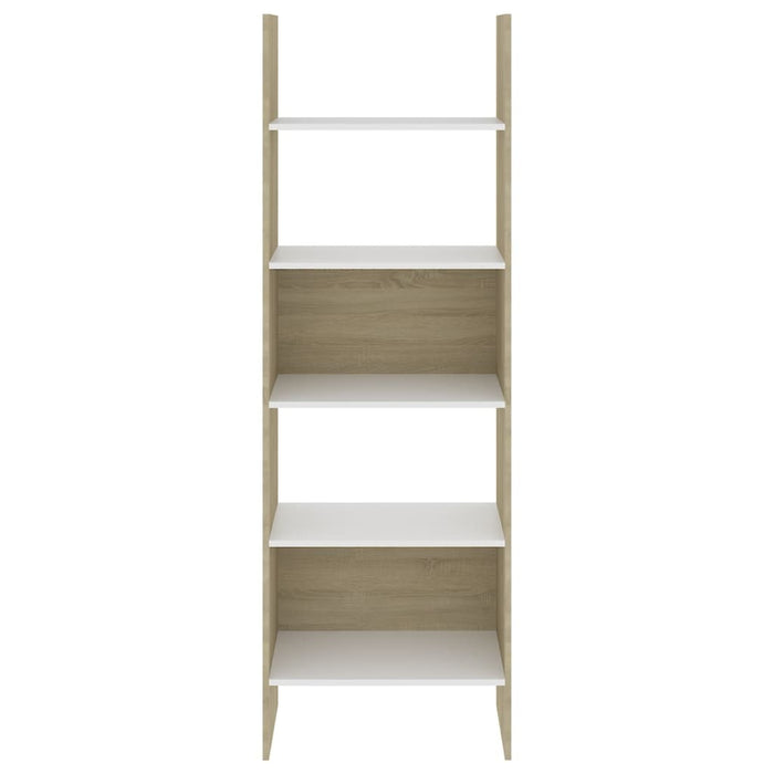 4 Piece Book Cabinet Set White and Sonoma Oak Chipboard