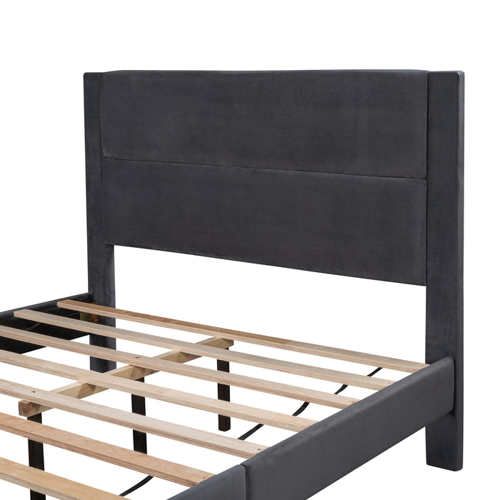 New Space Queen Size Storage Bed Upholstered Platform Bed with a Cushioned Ottoman