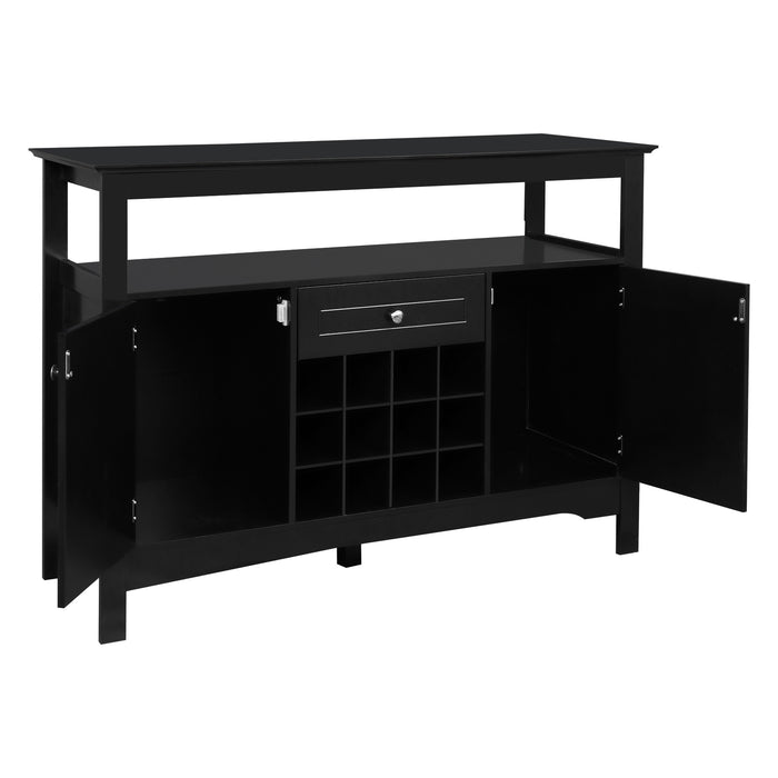 FCH Two Doors One Drawer With Wine Rack Sideboard Entrance Cabinet Black RT
