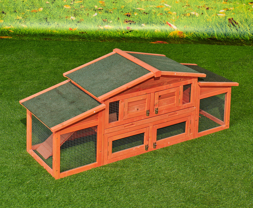 Large Wooden Rabbit Hutch Small Animal House with 2 Run Play Area