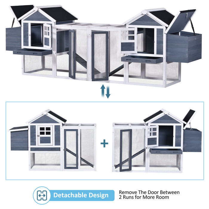 Natural Gray Large Outdoor Wooden Chicken Coop Rabbit Hutch