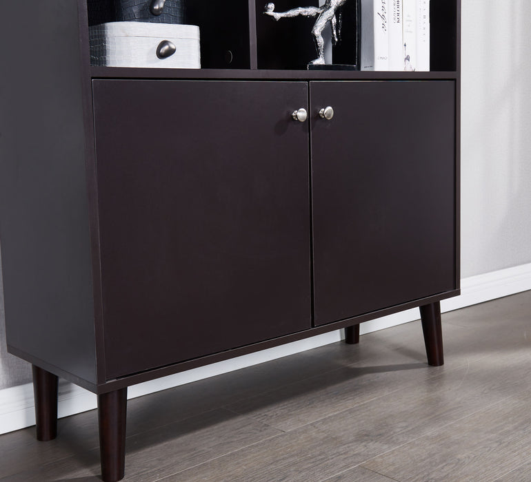 67\" Bookcase with Doors, 3-tier Bookshelf