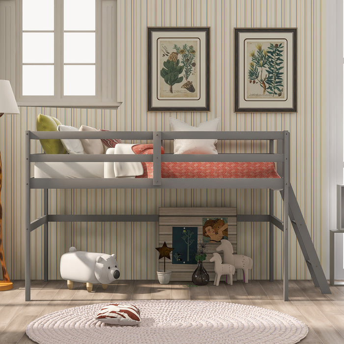 Twin Size Low Loft Bed with Ladder