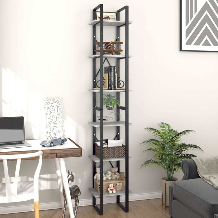 6-Tier Book Cabinet Concrete Gray 15.7"x11.8"x82.7" Chipboard