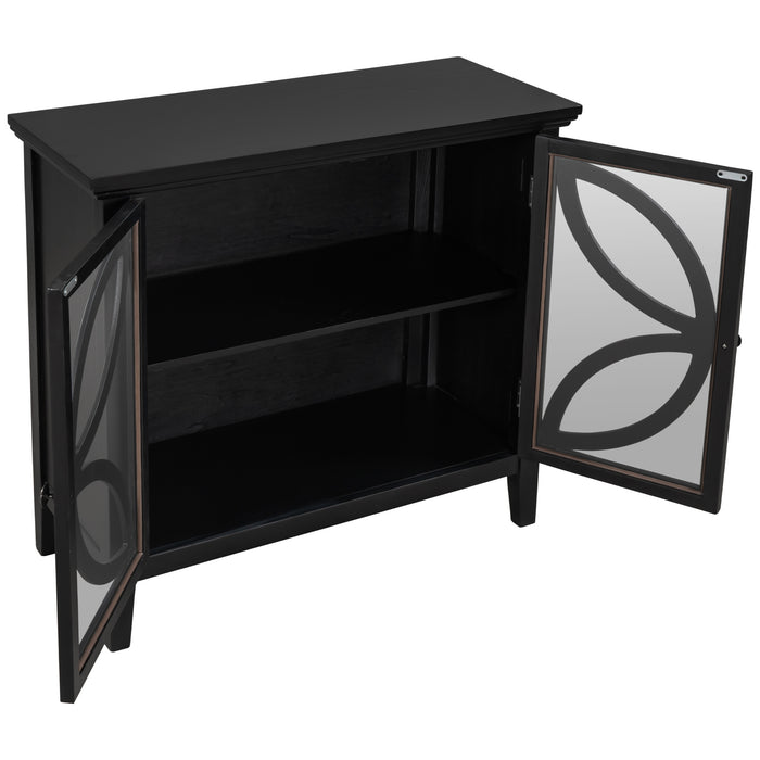 Accent Storage Cabinet Wooden Cabinet with Decorative transparent Door, Modern Sideboard for Entryway, Living Room, Bedroom