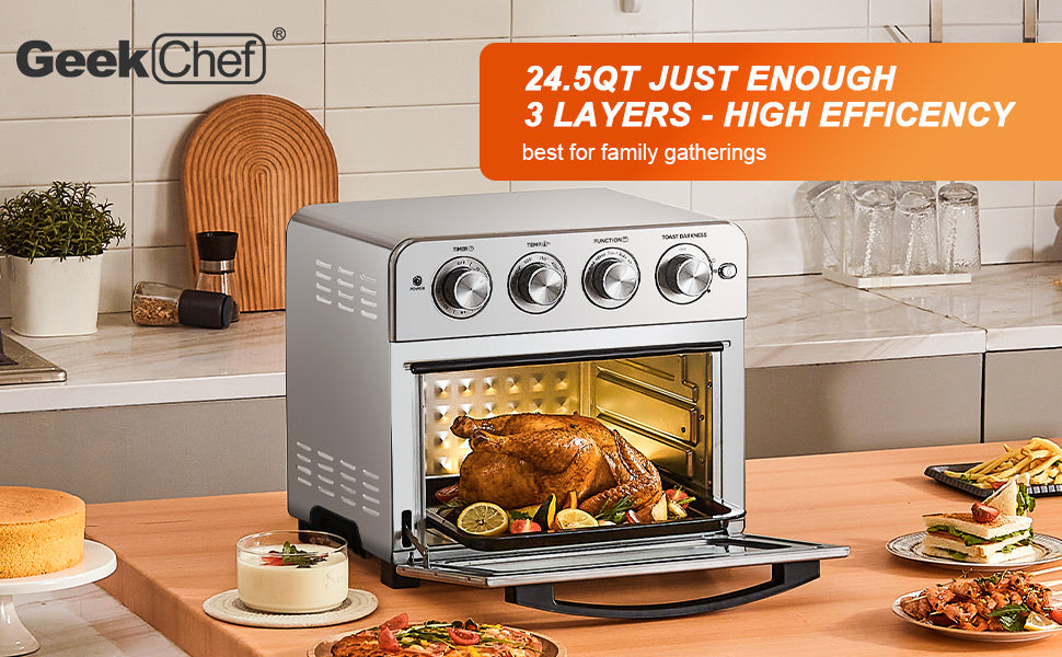 Toaster Oven Air Fryer Combo, Countertop Convection Oven ,4 Accessories & Recipes,Stainless Steel