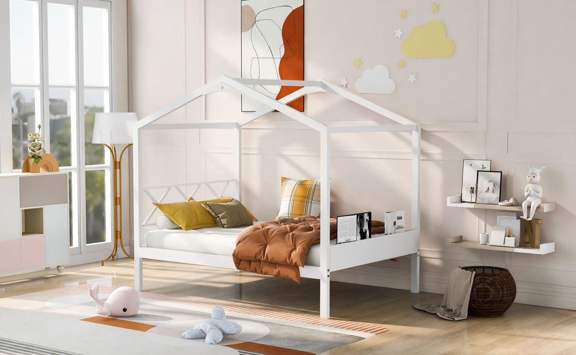MyRoomz Full Size Wood House Bed with Storage Space