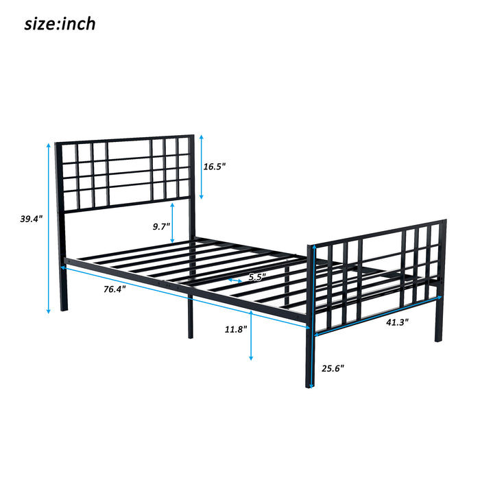 Twin Size Metal Bed Frame Headboard and Footboard Single Platform Mattress Base