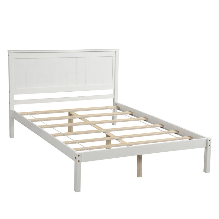 Grenco Full Size Platform Bed Frame with Headboard Wood Slat Support