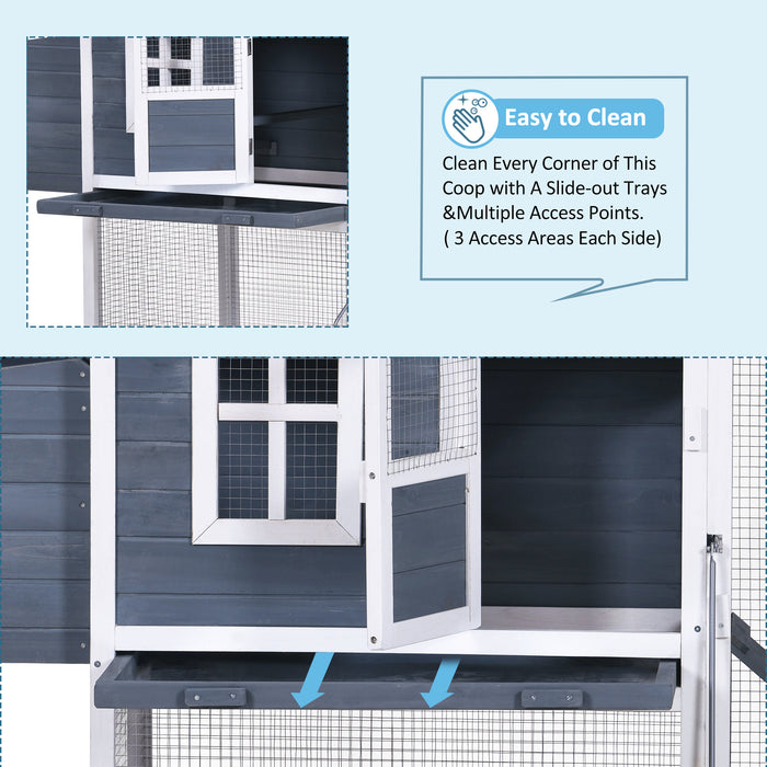 Natural Gray Large Outdoor Wooden Chicken Coop Rabbit Hutch