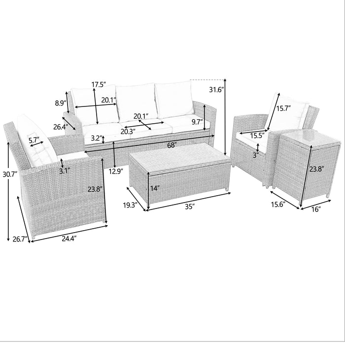 5-Piece Classic Rattan Sectional Seating Group Set