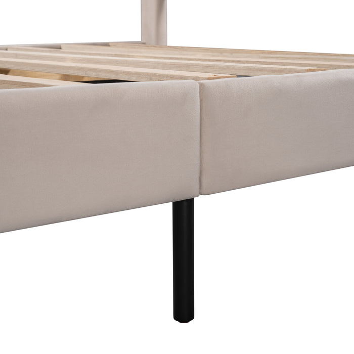 New Space Queen Size Storage Bed Upholstered Platform Bed with a Cushioned Ottoman