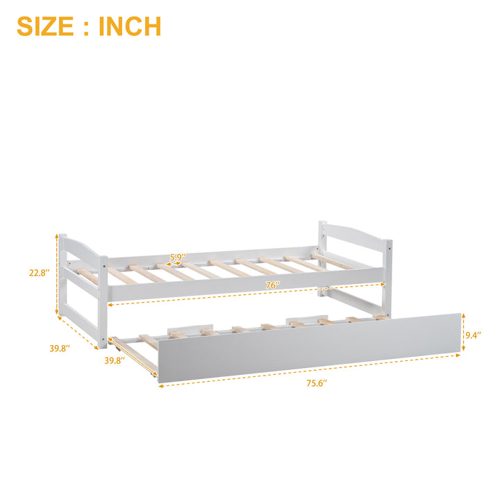 [Not allowed to sell to Walmart] Wooden Daybed with Trundle, Twin Size Captain&rsquo;s Bed, White(New)