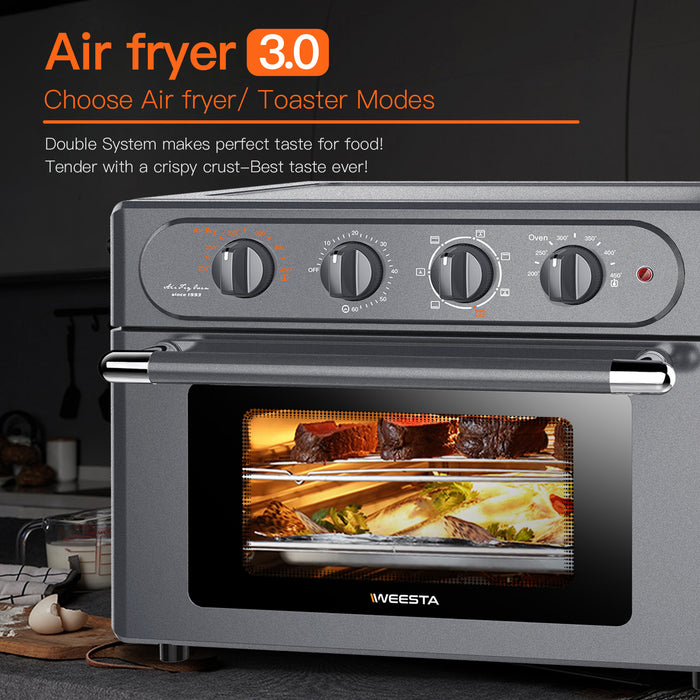 WEESTA 7-in-1 Convection Oven Countertop, 24QT Large Air Fryer with Accessories & E-Recipes