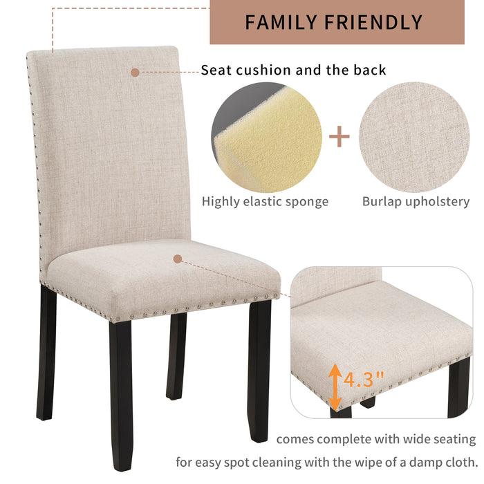 Faux Marble 5-Piece Dining Set Table with 4 Thicken Cushion Dining Chairs