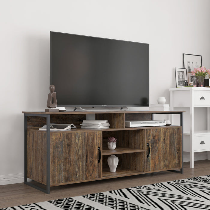 TV Stand ,Modern Wood Universal Media Console with Metal Legs, Home Living Room Furniture Entertainment Center, espresso