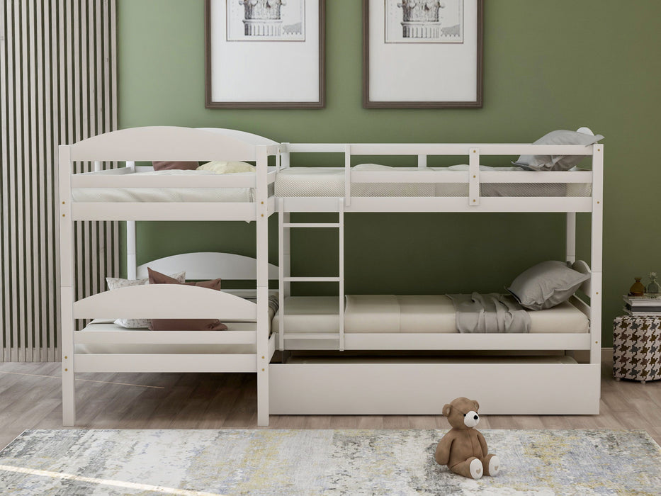 Simple Durable Twin L-Shaped Bunk With Trundle