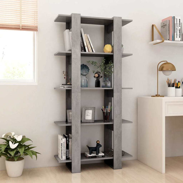 Book Cabinet/Room Divider Concrete Gray 31.5"x11.8"x63" Chipboard