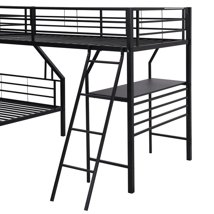 New Space Twin over Full Bunk Bed with a Twin Size Loft Bed attached
