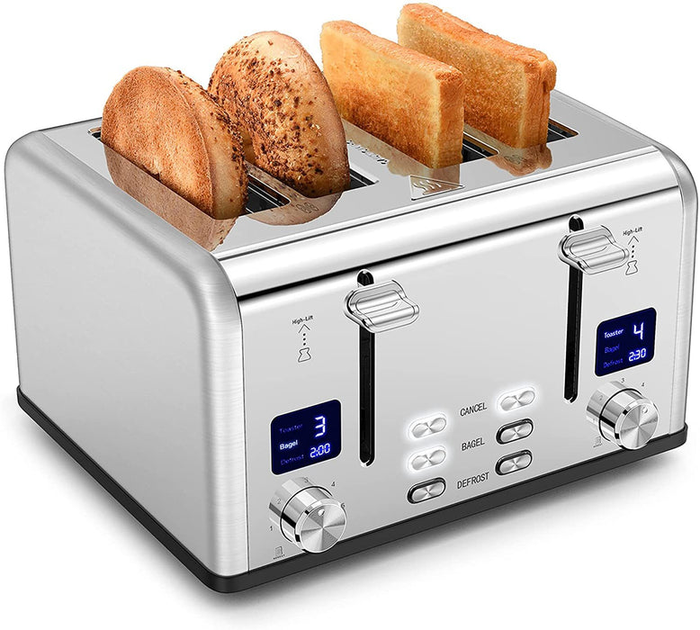 Toaster 4 Slice, Extra Wide Slots, 2 Independent Toasting Controls, Silver RT