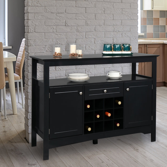 FCH Two Doors One Drawer With Wine Rack Sideboard Entrance Cabinet Black RT