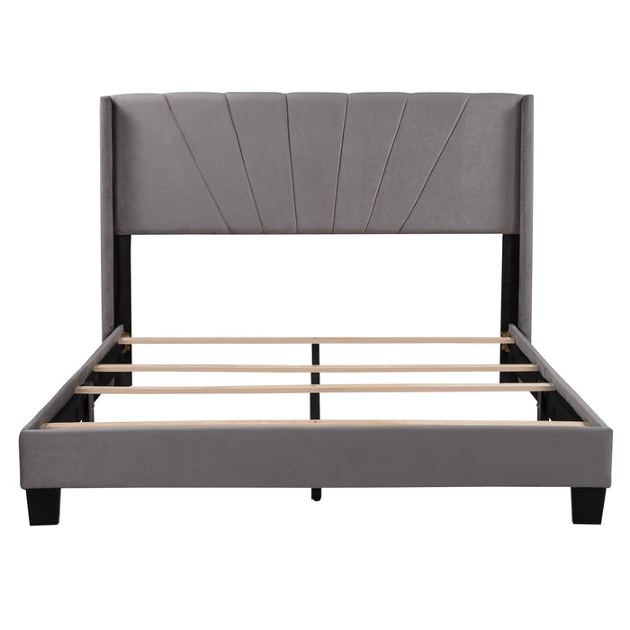 New Space Queen Size Velvet Upholstered Platform Bed