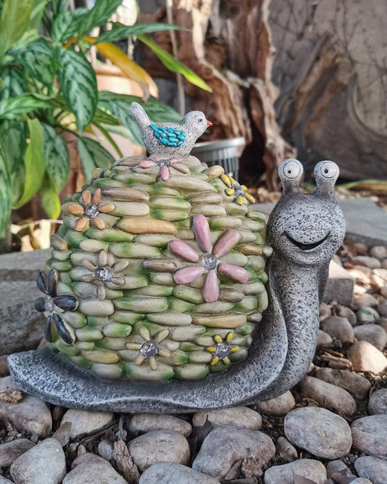 Solar Powered LED Outdoor Decor Garden Light Resin Snail Figurine
