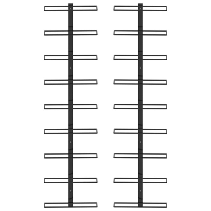Wall-mounted Wine Racks for 18 Bottles 2 pcs Black Iron