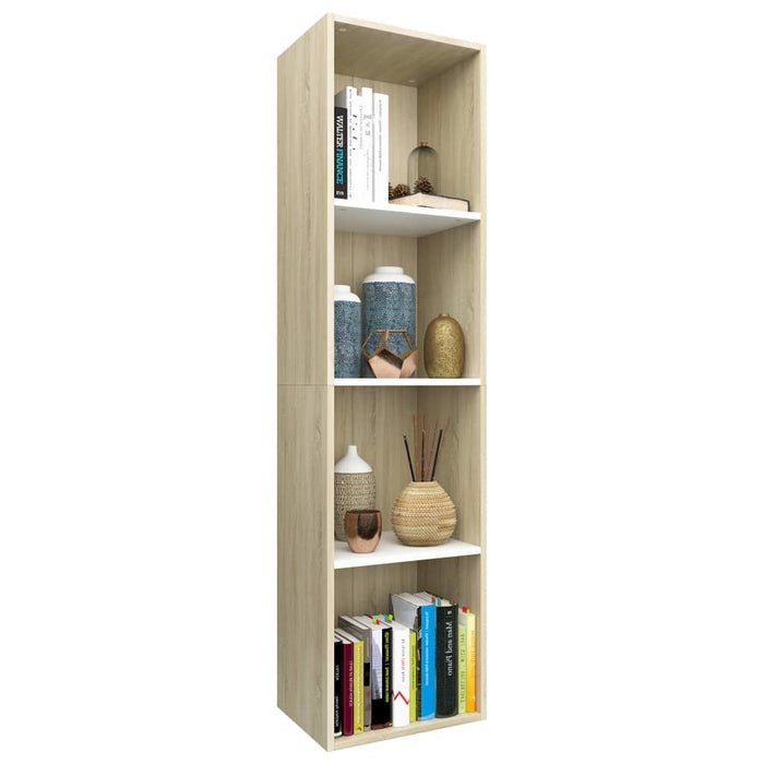 Book Cabinet/TV Cabinet White and Sonoma Oak 14.2"x11.8"x56.3"