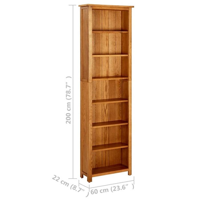 7-Tier Bookcase 23.6"x8.6"x78.7" Solid Oak Wood
