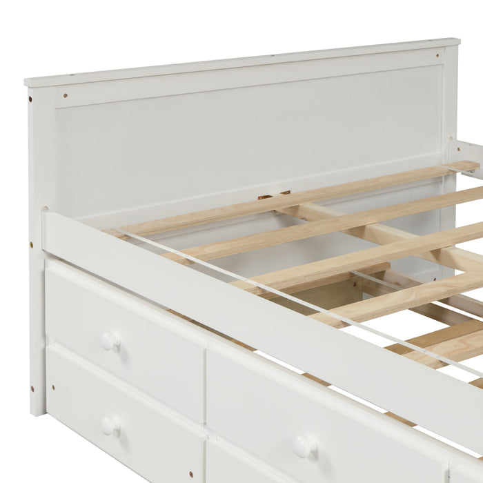 Full Captain Bed With Twin Size Trundle And 3 Drawers Made By Solid Wood