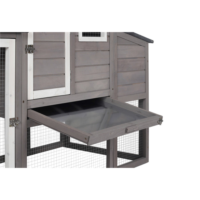 Multi-Level hen house poultry cage with ramps large run nesting box wire fence outdoor wooden chicken coop