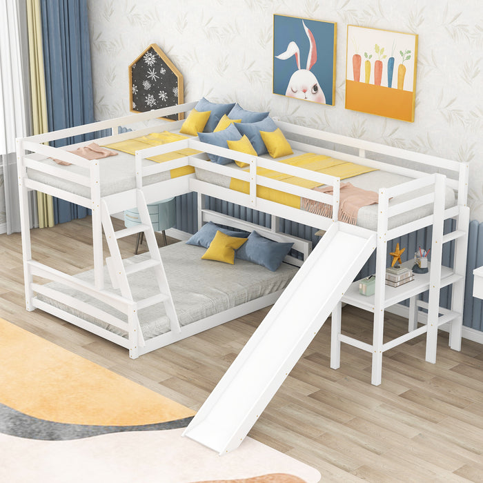 MyRoom Twin over Full Bunk Bed with Twin Size Loft Bed Slide