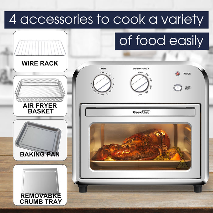 Geek Chef Air Fryer Toaster Oven, 4 Slice Convection Airfryer Countertop Oven,Reheat, Fry Oil-Free, Stainless Steel  XH