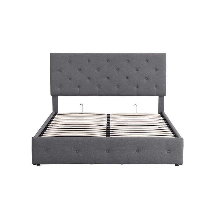 New Space Queen size Upholstered Platform bed with a Hydraulic Storage System
