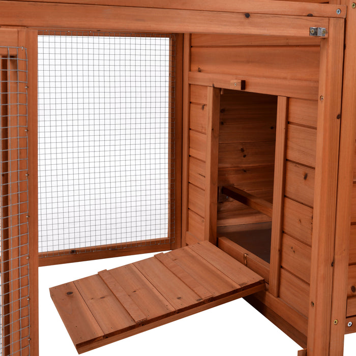 78" Large Outdoor Wooden Chicken Coop Poultry Cage Rabbit Hutch Small Animal House with Removable Tray and Ramp for 3 Chickens, Natural Color
