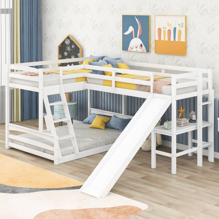 MyRoom Twin over Full Bunk Bed with Twin Size Loft Bed Slide