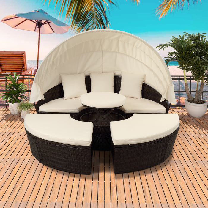 Elegant Crafts Round Outdoor Sectional Sun Bed