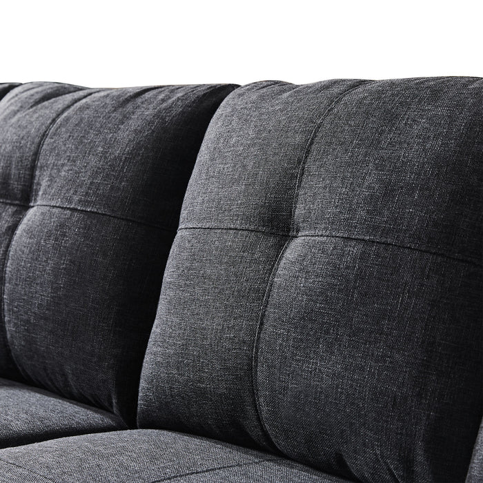 Modern Sectional Sofa Set with Chaise Lounge and Storage Ottoman 6 Seat Corner Sectional Black L Shaped Living Room Couch with Cupholder, Arm with nail, Right chaise